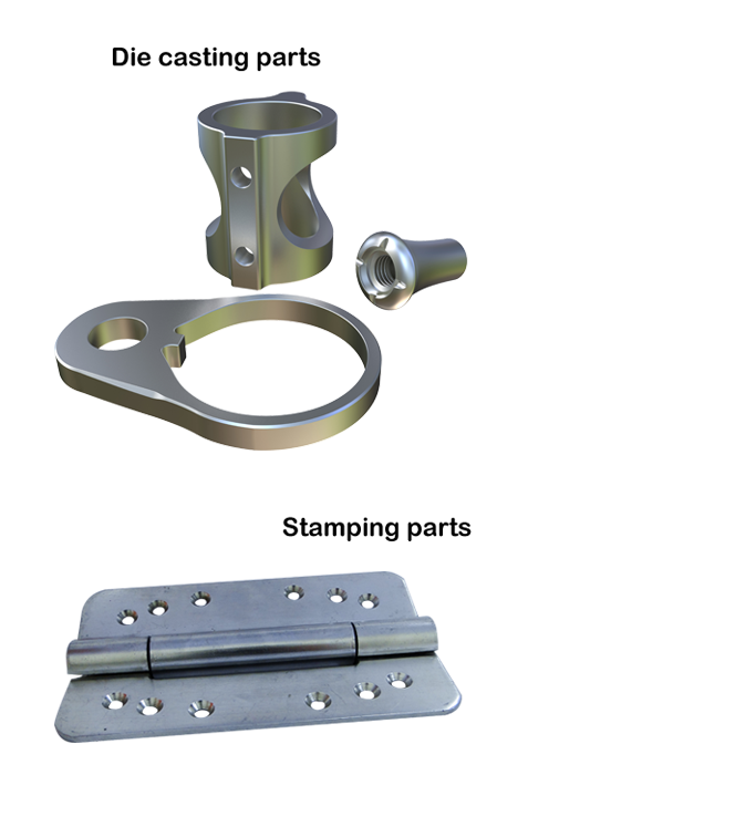 All kinds of hardware are produced by by die casting, stamping, lathing, CNC milling and MIM processes.